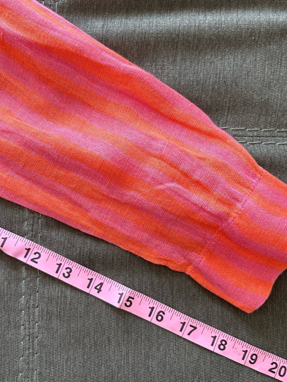 Nicole Miller Pink and Orange Striped Button-Up 109% linen Blouse.S - Picture 6 of 7